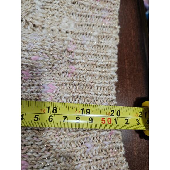 Vintage Jonathan Martin Glam Glittery Beige Cropped Sweater Size M Linen Blend - Picture 15 of 16